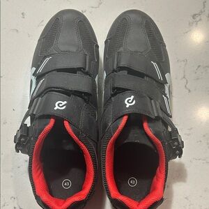 Peloton Black Cycling Shoes with Red Interior